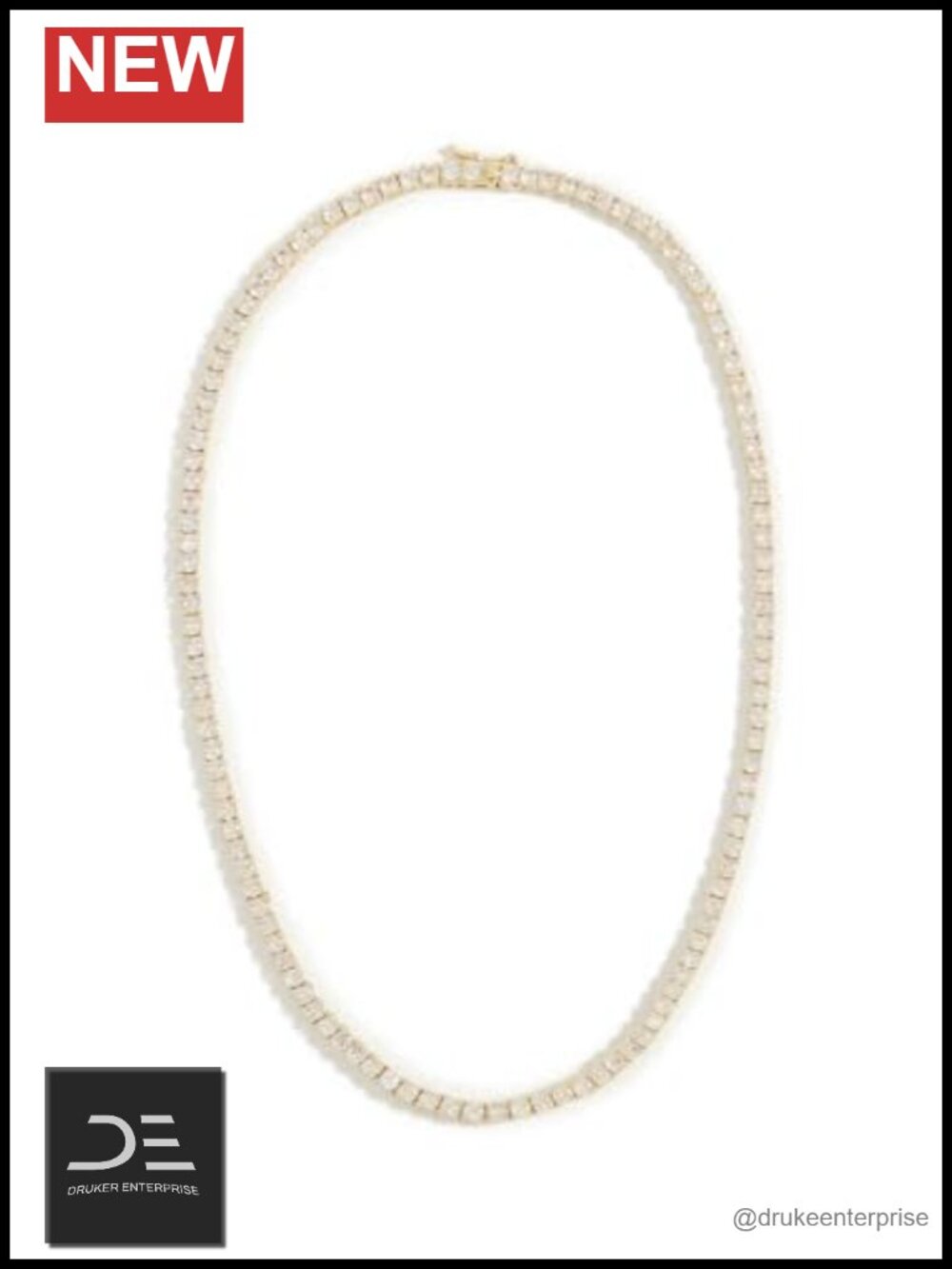 14k Vermeil Gold Tennis Necklace Cubic Zirconia Prong Setting